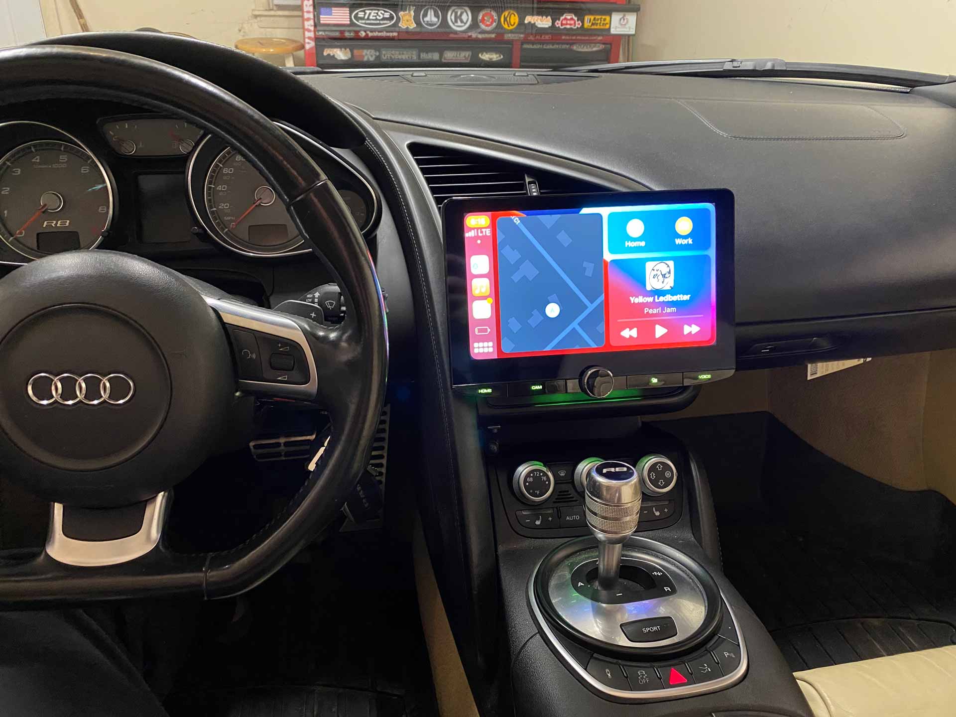 Interior of an Audi with Apple Car Play installed